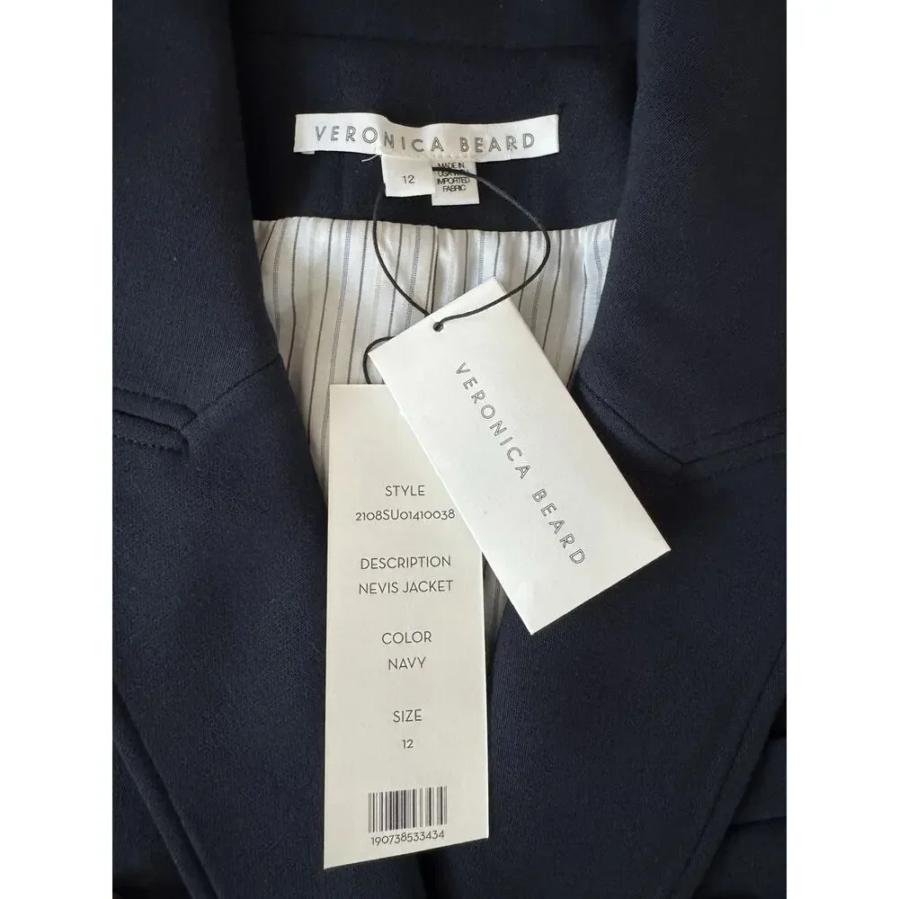 Veronica Beard Blazer Navy Blue Navis Cropped Dickey Jacket Womens 12 NWT - Picture 3 of 11